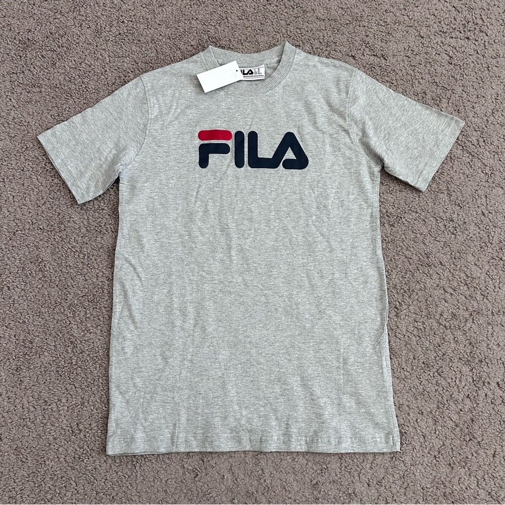FILA Logo Front Gray T-Shirt Tee Womens XS